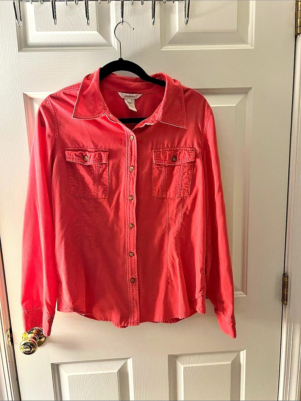 Sundance Cotton Button Down Shirt in Pink Size 12